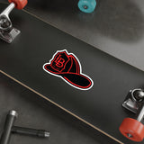 Black and Red Fire Helmet Die-Cut Stickers