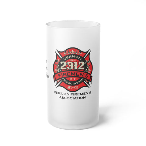 Vernon Fireman's Association Frosted Glass Beer Mug