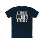 Straight Outta Rescues logo on back Men's Cotton Crew Tee