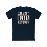 Straight Outta Rescues logo on back Men's Cotton Crew Tee