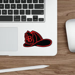 Black and Red Fire Helmet Die-Cut Stickers
